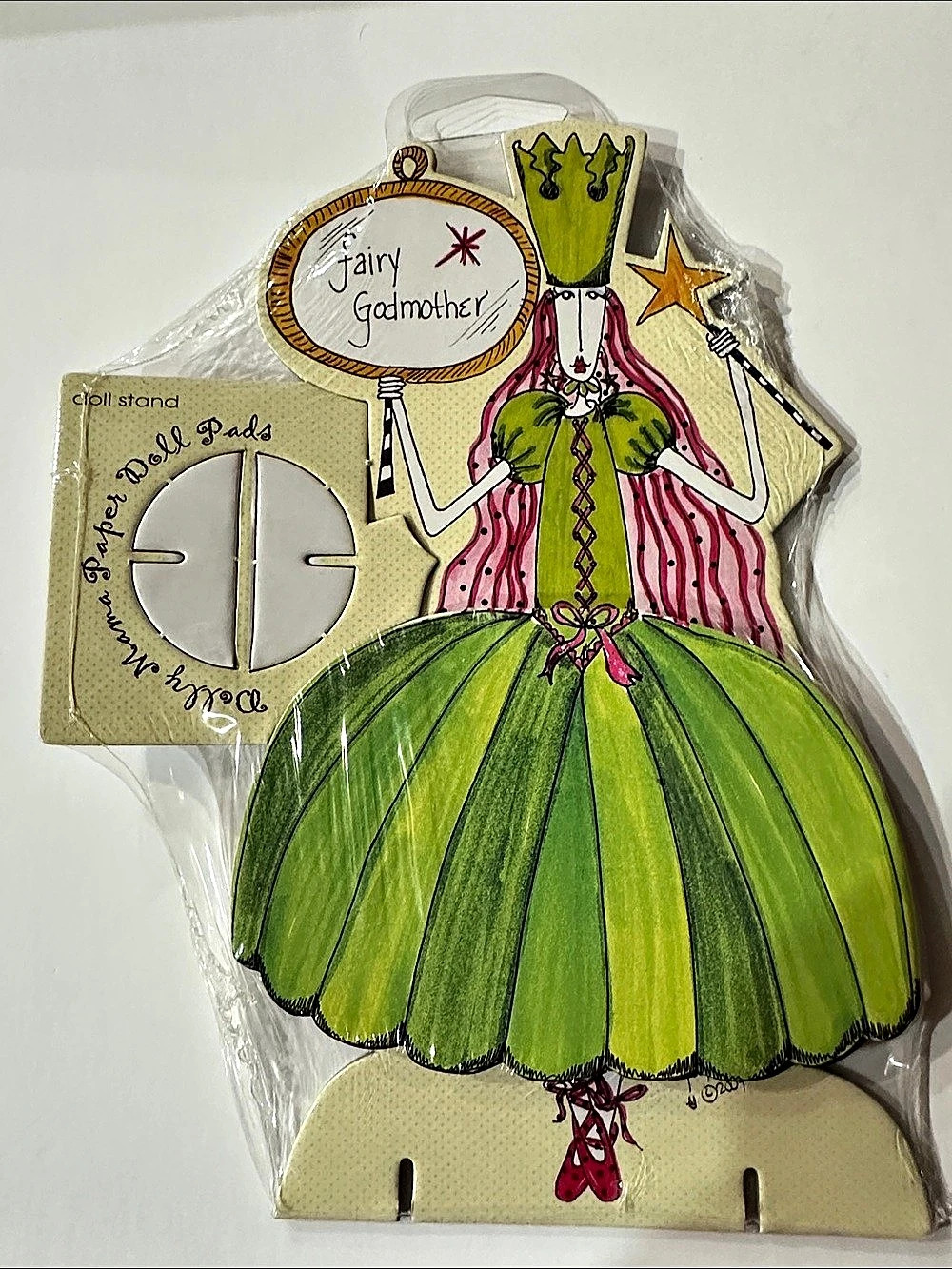 Dolly Mama Fairy Godmother Paper Doll Pad Decor Green Pink NWT
